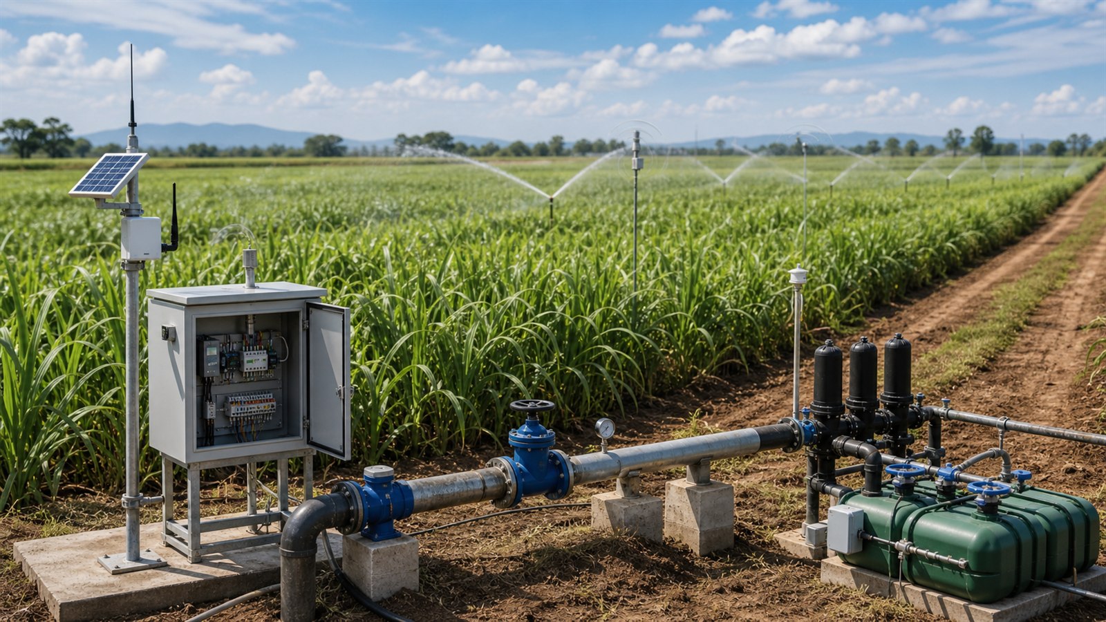Automated industrial irrigation system with instrumentation and field communications